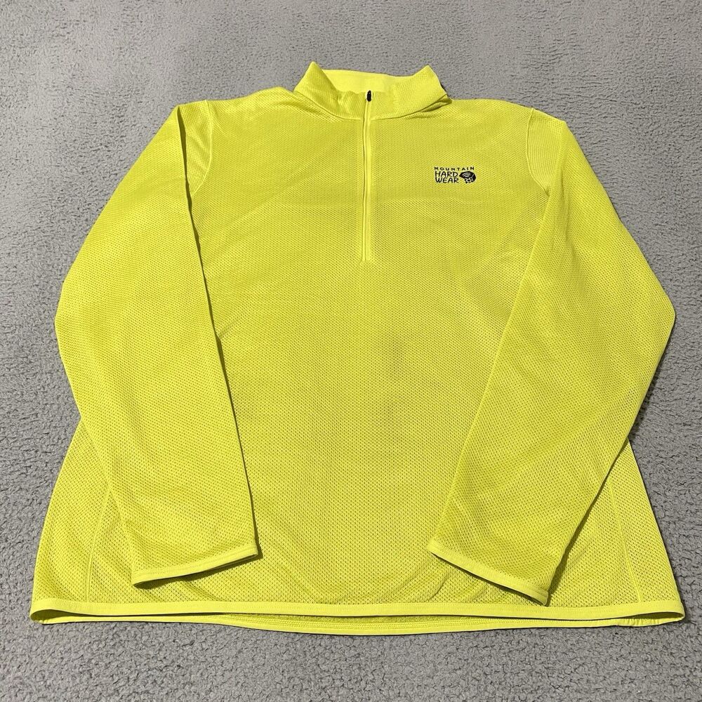 Mountain Hardwear AirMesh Pullover Mens XL Yellow 1/2 Zip Sweatshirt Hiking Gorp
